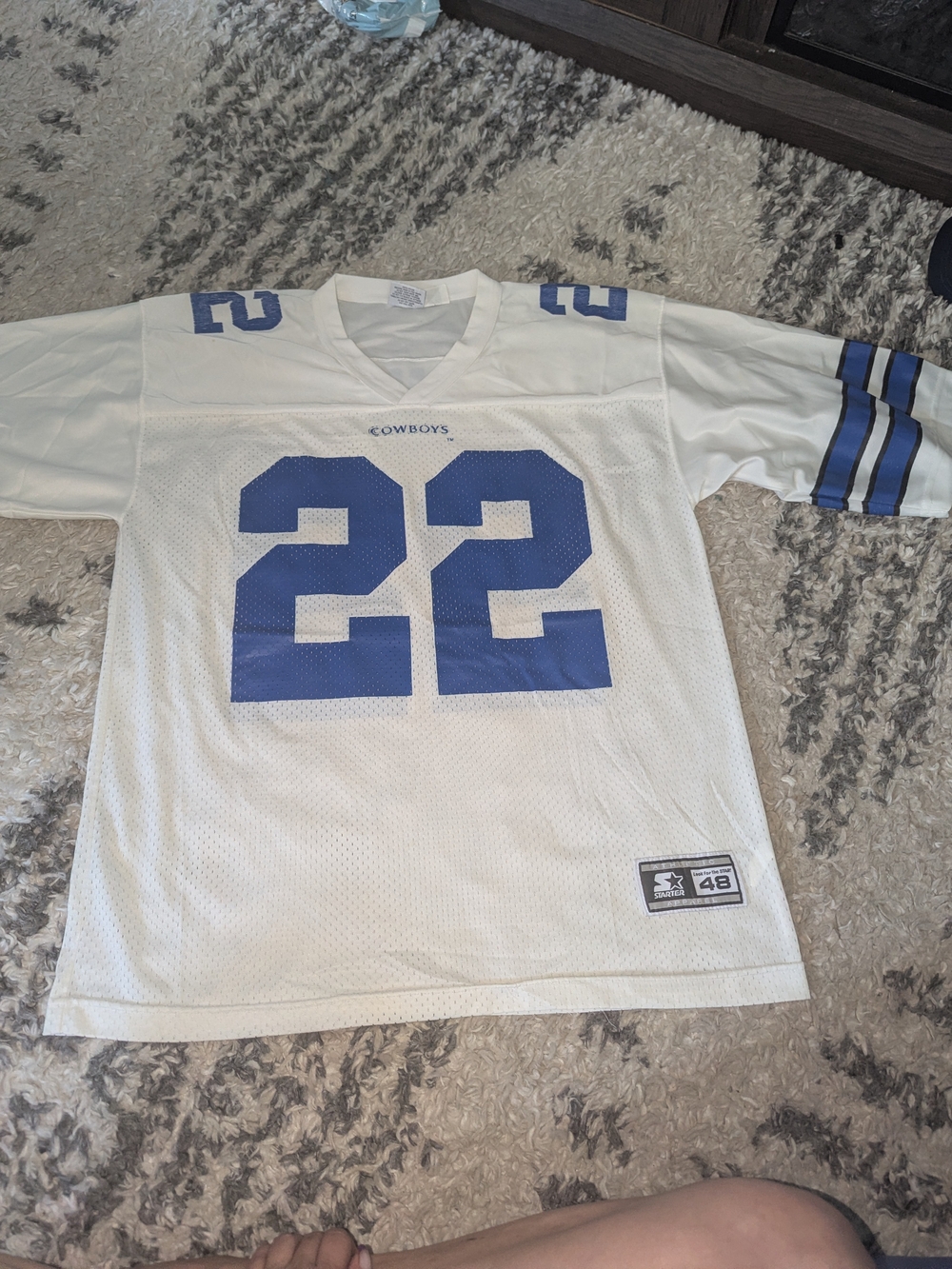 STARTER White and Blue #22 Cowboys Football Jersey